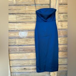 Winter 2024 Abercrombie & Fitch navy blue silk dress